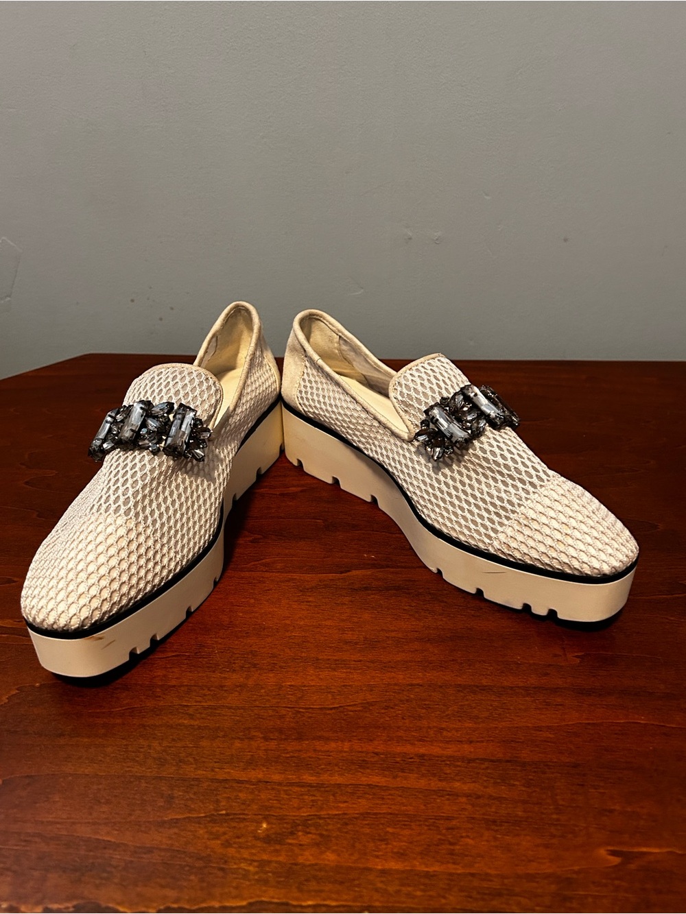 Karl Lagerfeld white Paris Bri Platform slip on Loafers 7.5 - Picture 5 of 14